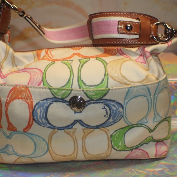 COACH MULTICOLOR SCRIBBLE SHOULDER BAG - Picture 7 of 9
